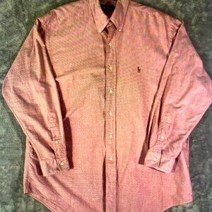 Button Down Shirt Men's 16-33 Pink Oxford Flesh Pony